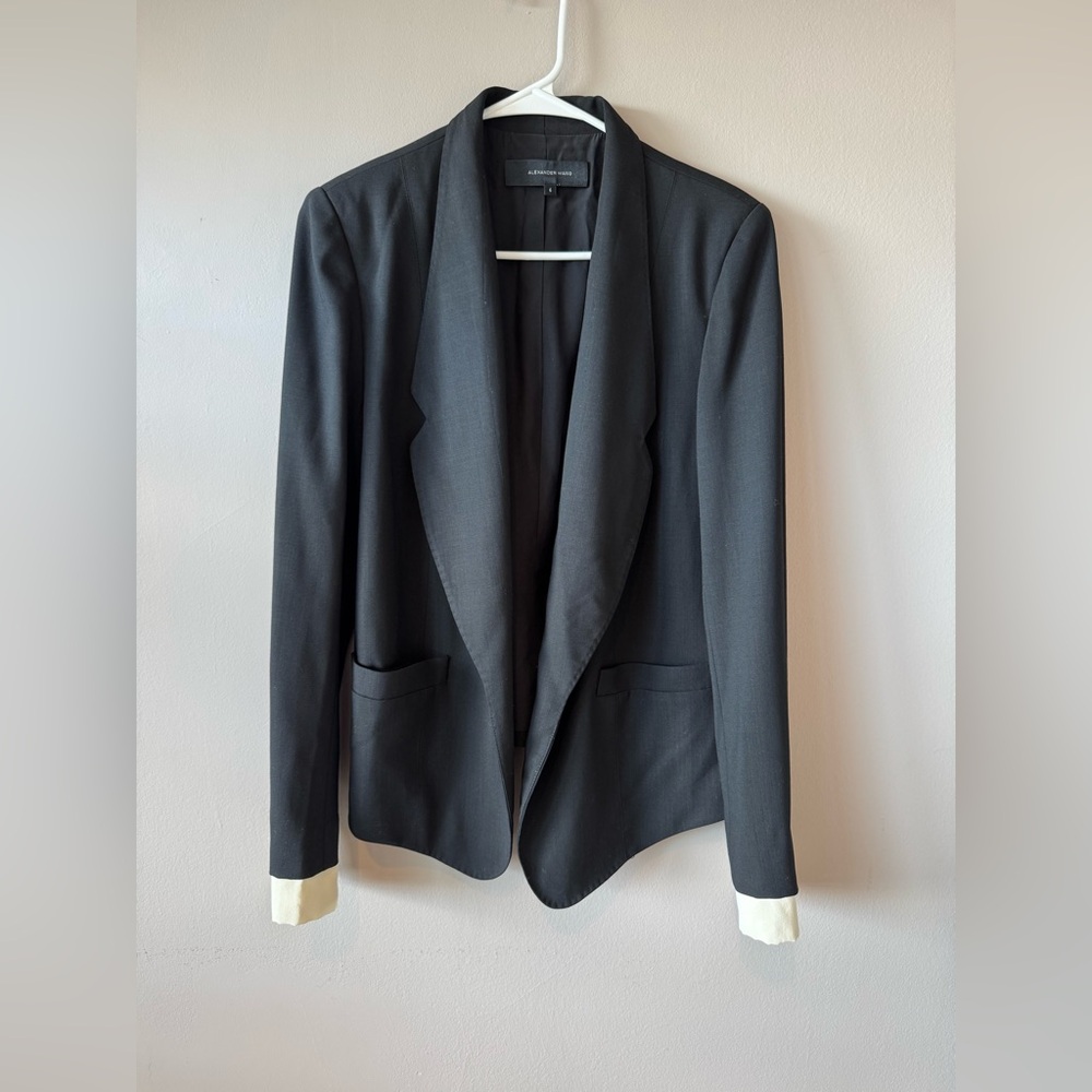 Alexander Wang Women’s Black and White Wool 100% Silk Lined Blazer Size 4